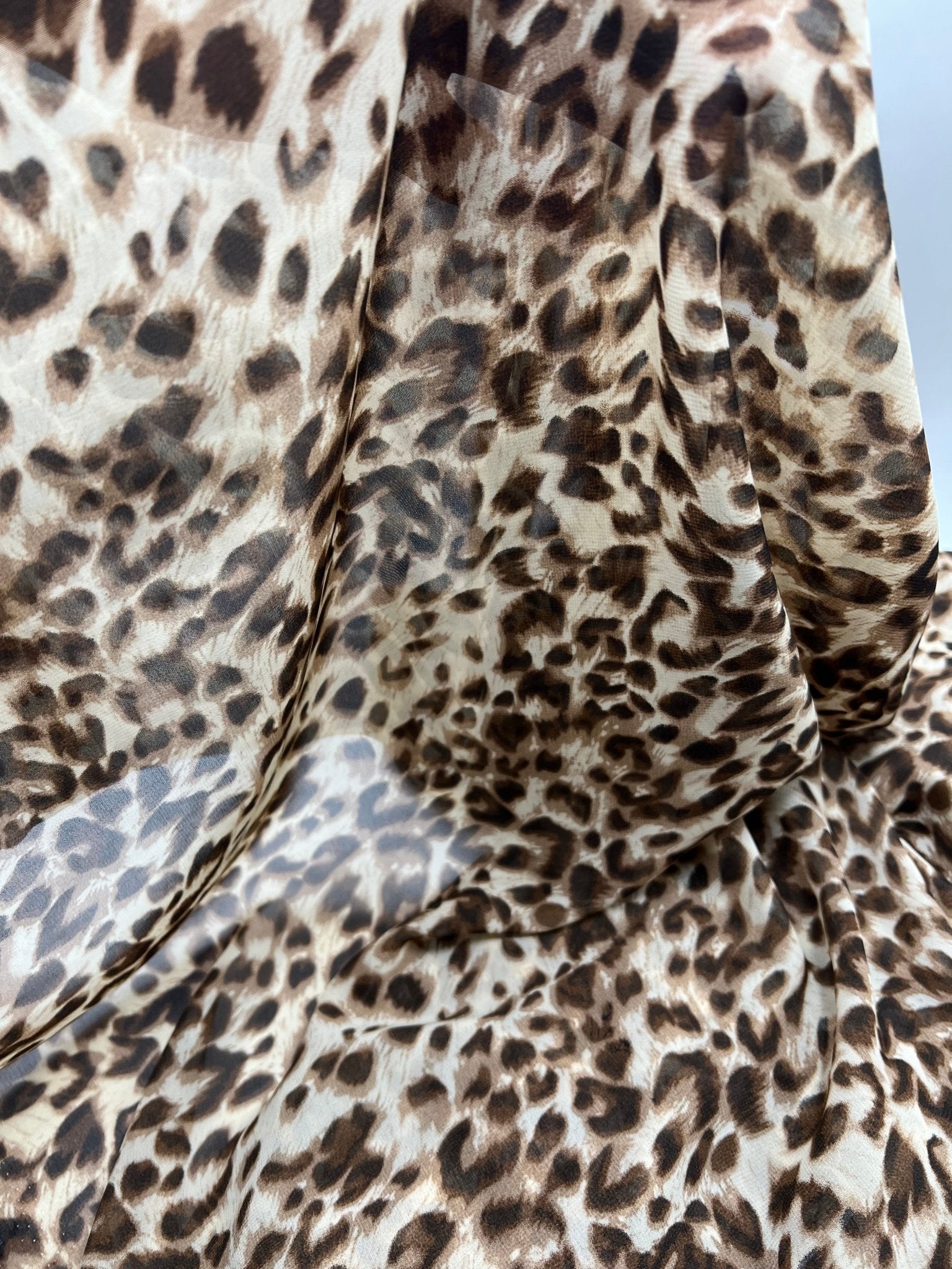 Beige Brown Animal Printed Chiffon Dress Fabric - T9 Fabrics