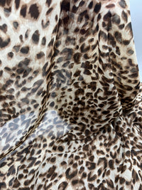 Beige Brown Animal Printed Chiffon Dress Fabric - T9 Fabrics
