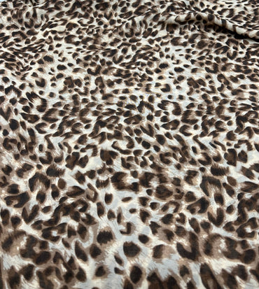 Beige Brown Animal Printed Chiffon Dress Fabric - T9 Fabrics