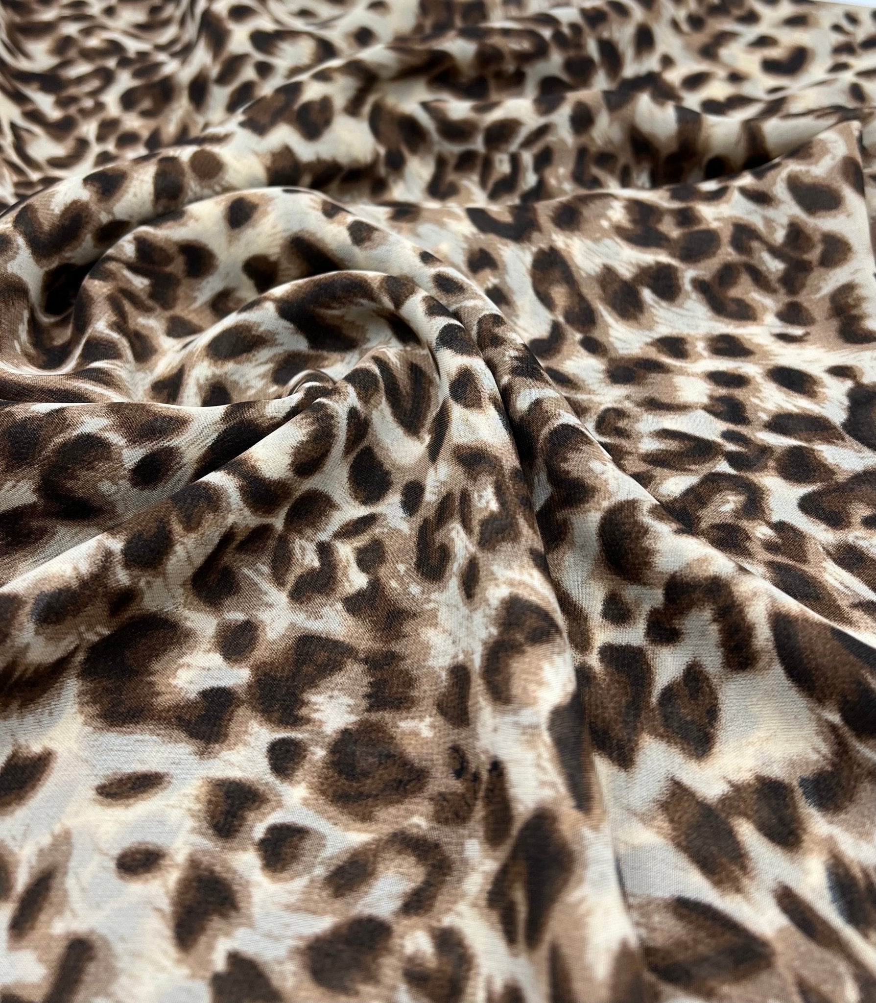 Beige Brown Animal Printed Chiffon Dress Fabric - T9 Fabrics