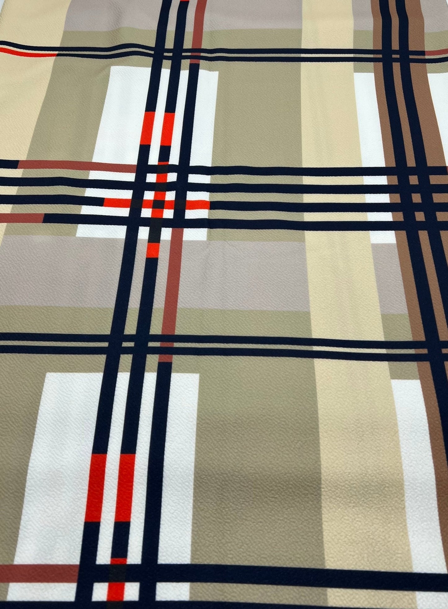 Beige Check Print Liverpool Stretch Fabric - T9 Fabrics