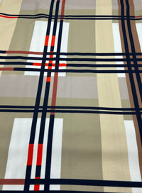 Beige Check Print Liverpool Stretch Fabric - T9 Fabrics