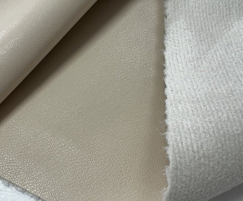 Beige Faux Leather Leatherette Stretch Fabric - T9 Fabrics