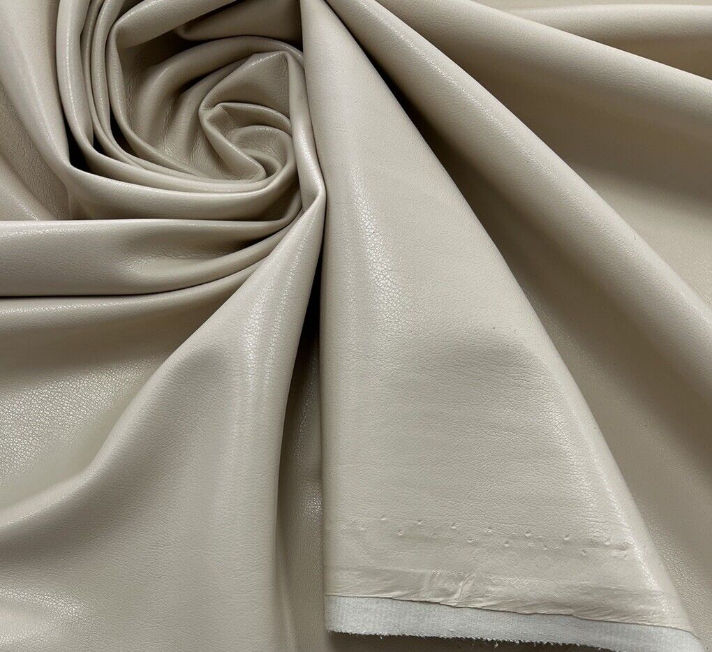 Beige Faux Leather Leatherette Stretch Fabric - T9 Fabrics