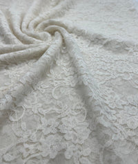 Beige Floral Lace Fabric Stretch - T9 Fabrics