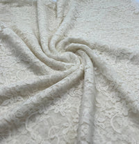 Beige Floral Lace Fabric Stretch - T9 Fabrics