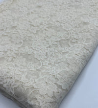 Beige Floral Lace Fabric Stretch - T9 Fabrics