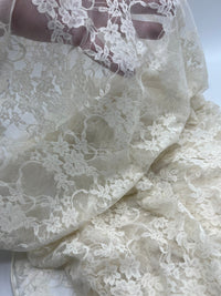 Beige Floral Lace Fabric Stretch - T9 Fabrics