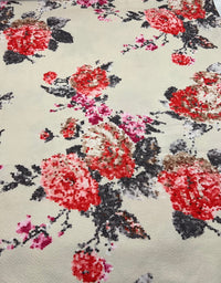 Beige Floral Print Liverpool Stretch Fabric - T9 Fabrics