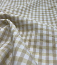 Beige Gingham Printed Polycotton 90 GSM 80/20 44 Inch Non Stretch - T9 Fabrics