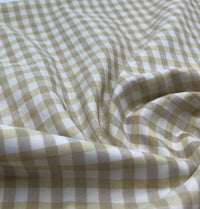 Beige Gingham Printed Polycotton 90 GSM 80/20 44 Inch Non Stretch - T9 Fabrics