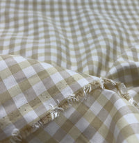 Beige Gingham Printed Polycotton 90 GSM 80/20 44 Inch Non Stretch - T9 Fabrics