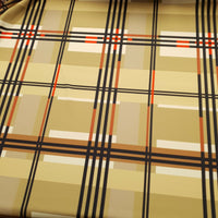 Beige Large Check Printed Scuba Crepe Jersey Fabric 4 Way Stretch - T9 Fabrics