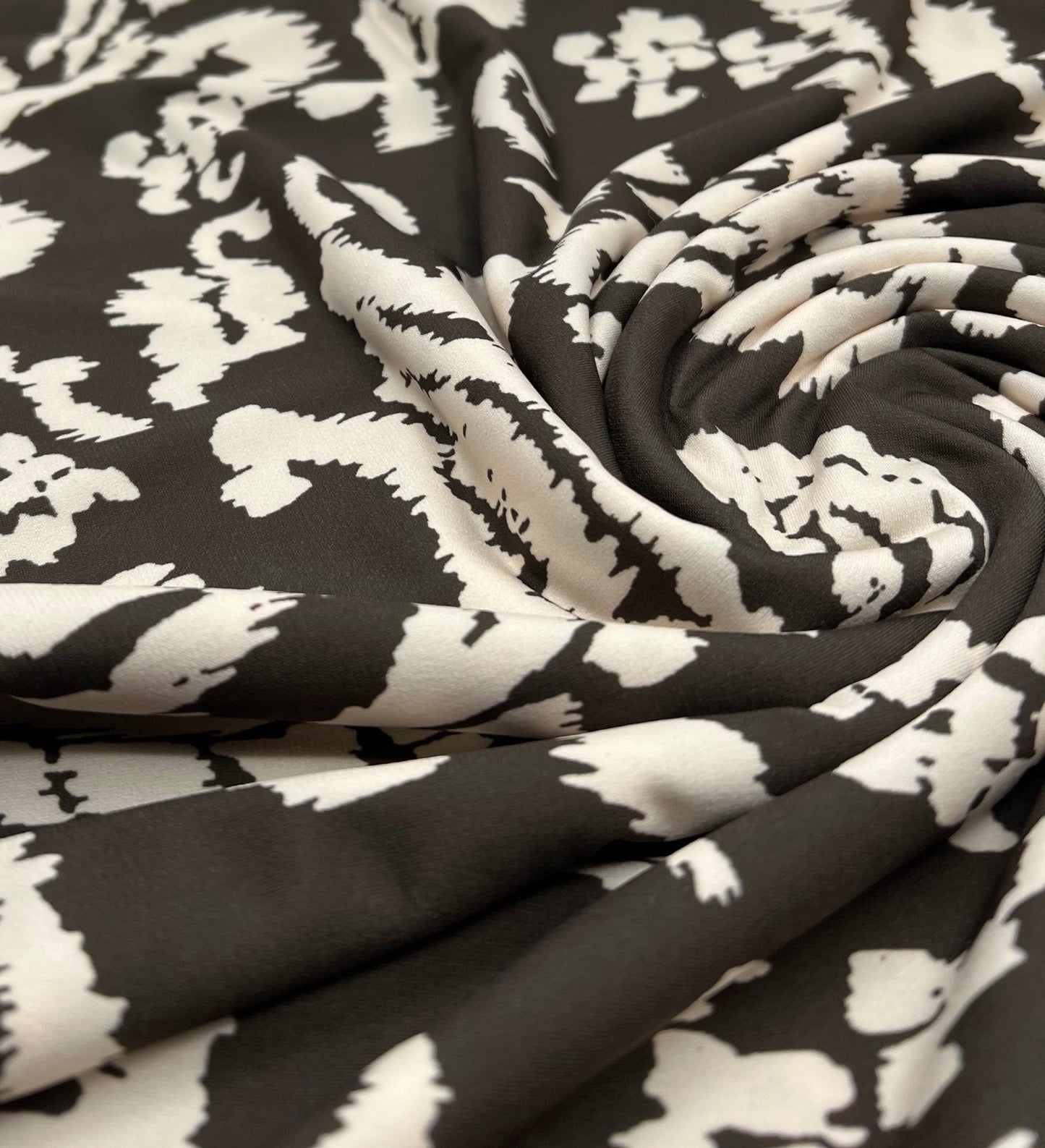 Beige Print Floral Print ITY Fabric 2 Way Stretch - T9 Fabrics