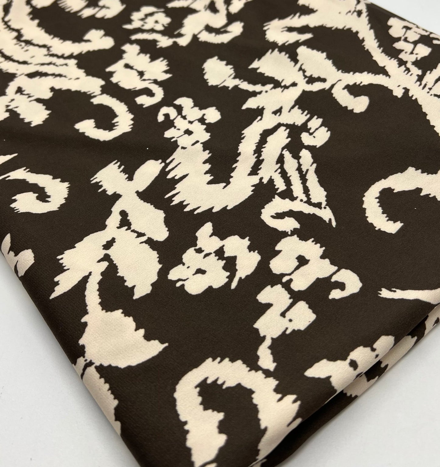 Beige Print Floral Print ITY Fabric 2 Way Stretch - T9 Fabrics