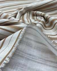 Beige Stripe Linen Look Non Stretch Fabric - T9 Fabrics