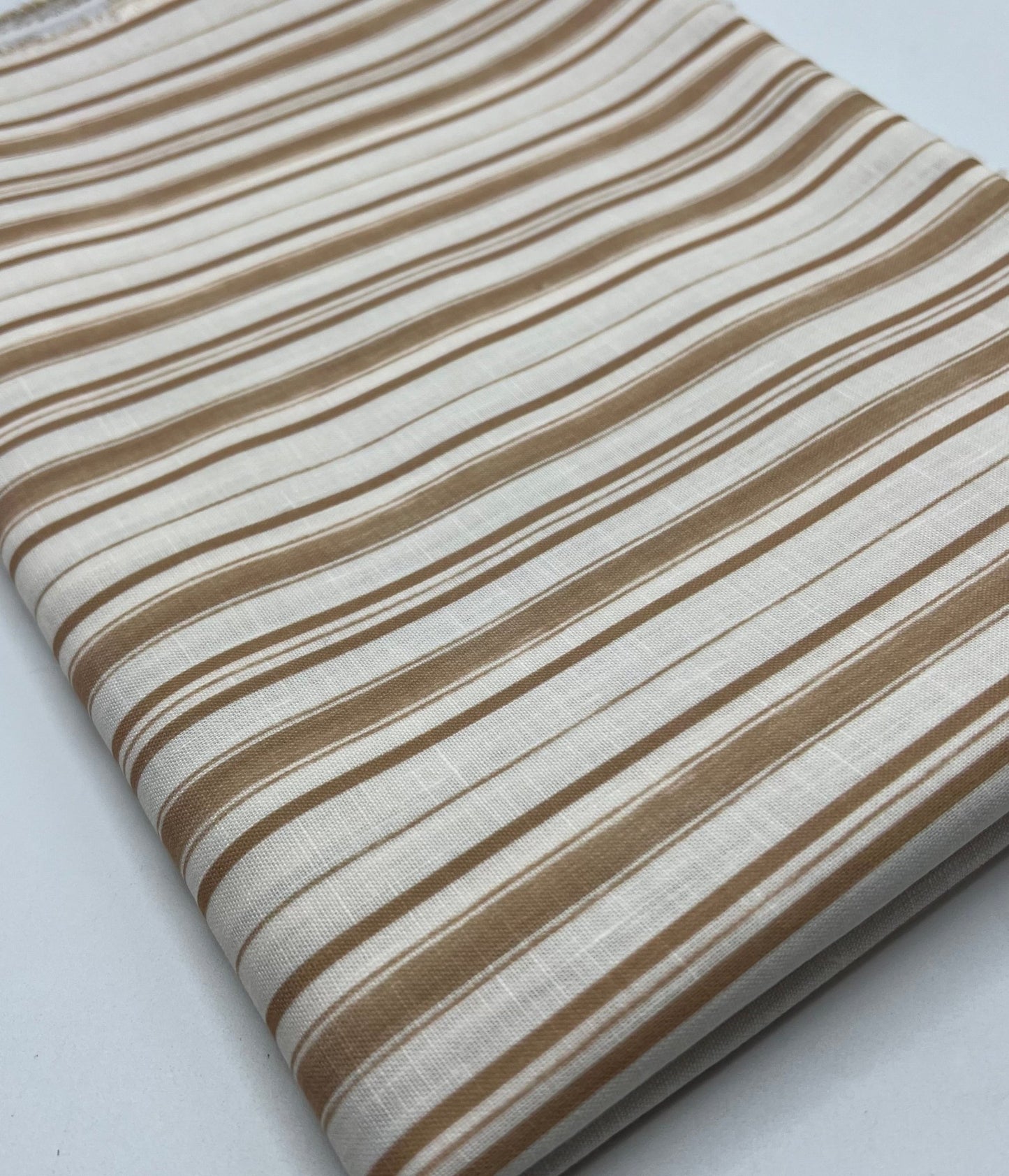 Beige Stripe Linen Look Non Stretch Fabric - T9 Fabrics