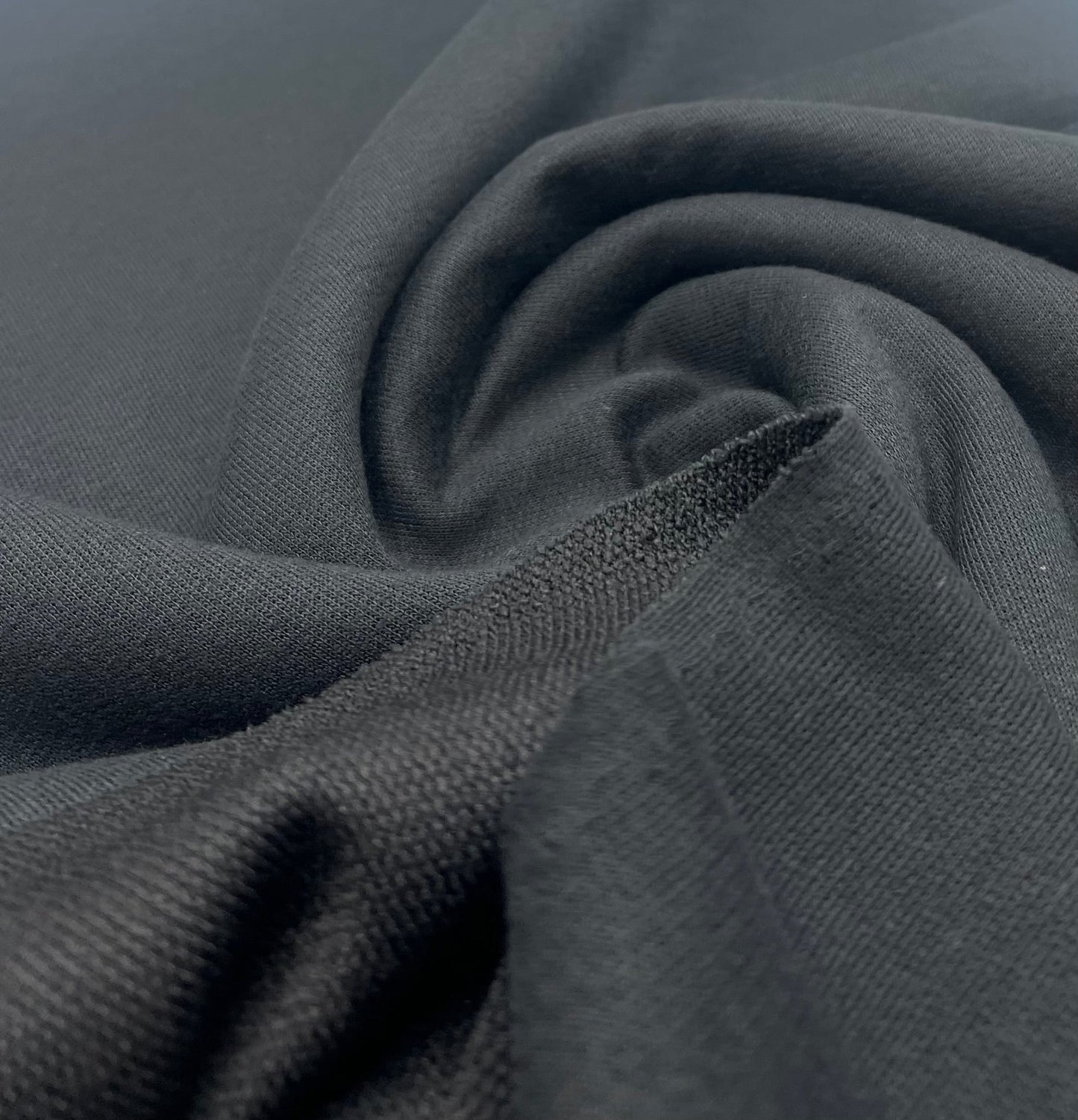 Black 235GSM Poly French Terry Loopback Fabric - T9 Fabrics