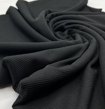 Black 2X1 Fine Rib Stretch Fabric - T9 Fabrics