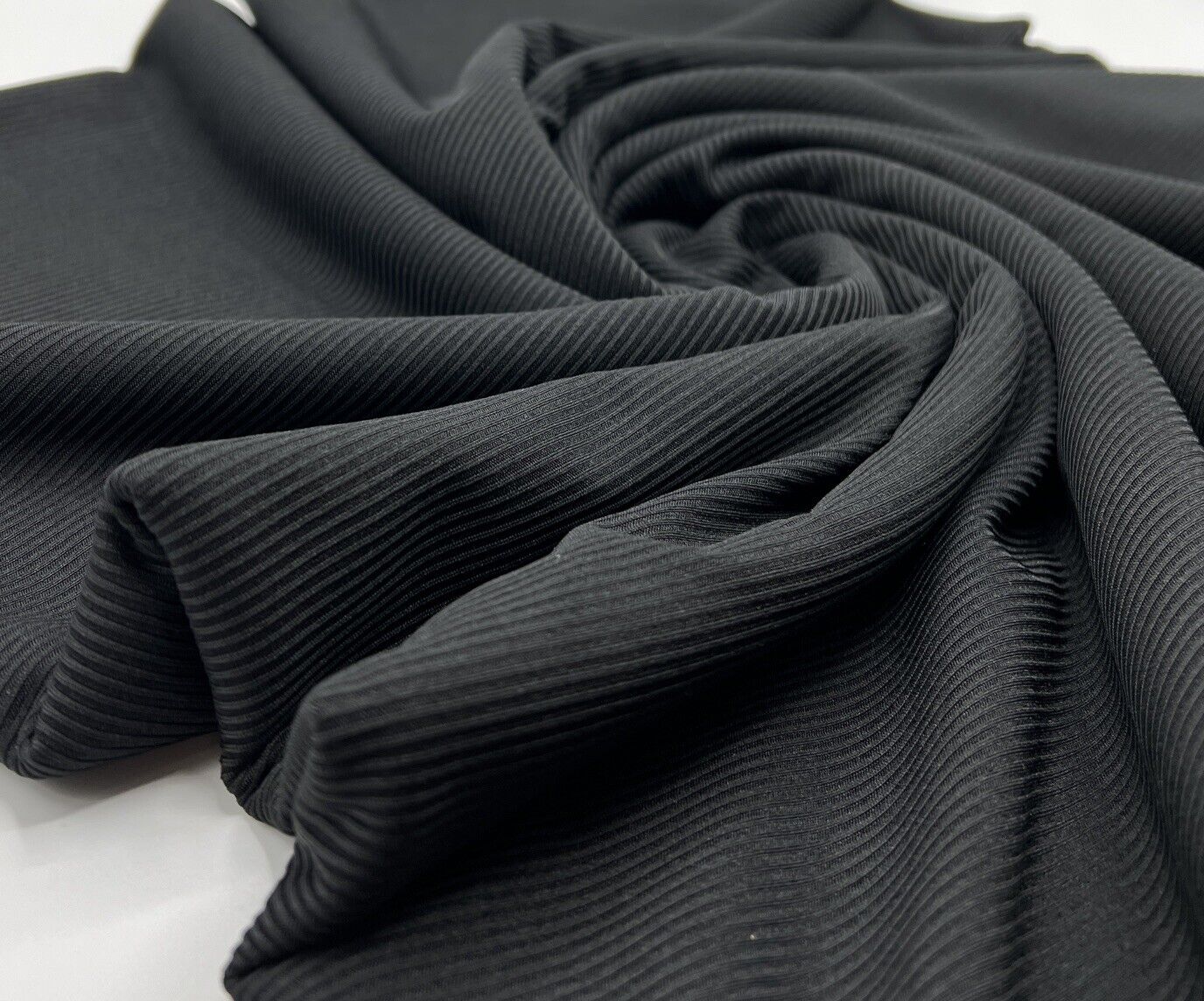 Black 2X1 Fine Rib Stretch Fabric - T9 Fabrics