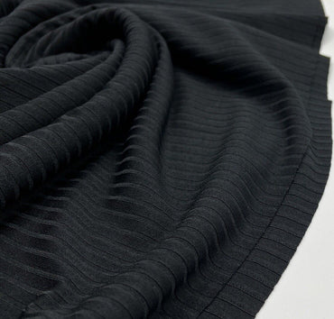 Black 8x4 Wide Rib Stretch Fabric - T9 Fabrics