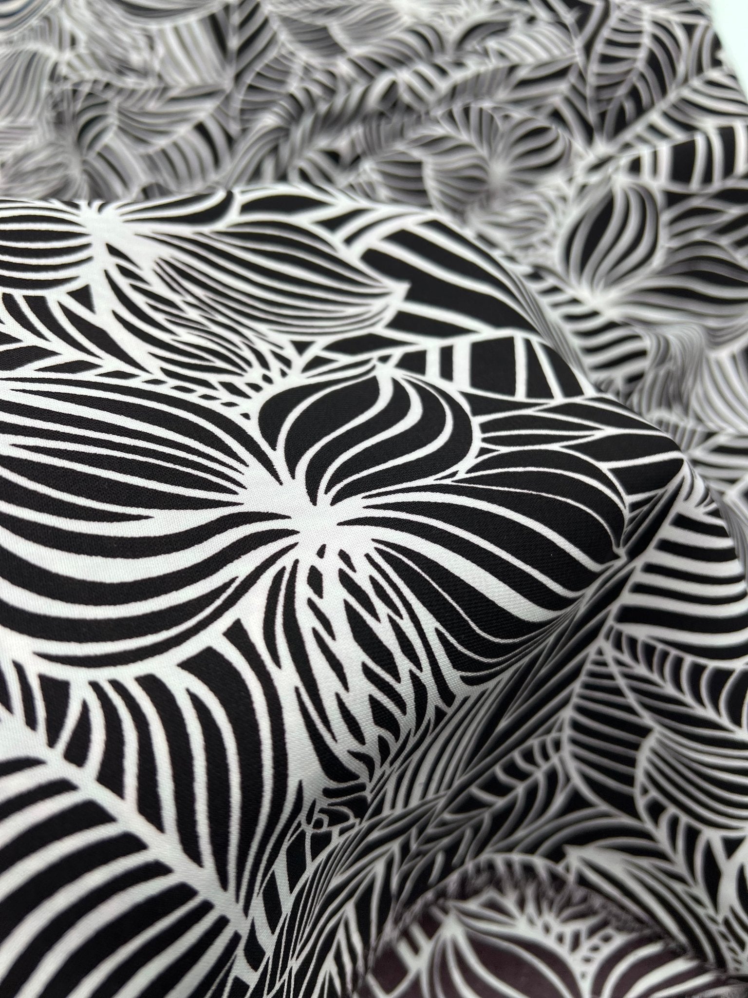 Black Abstract Printed Chiffon Dress Fabric - T9 Fabrics