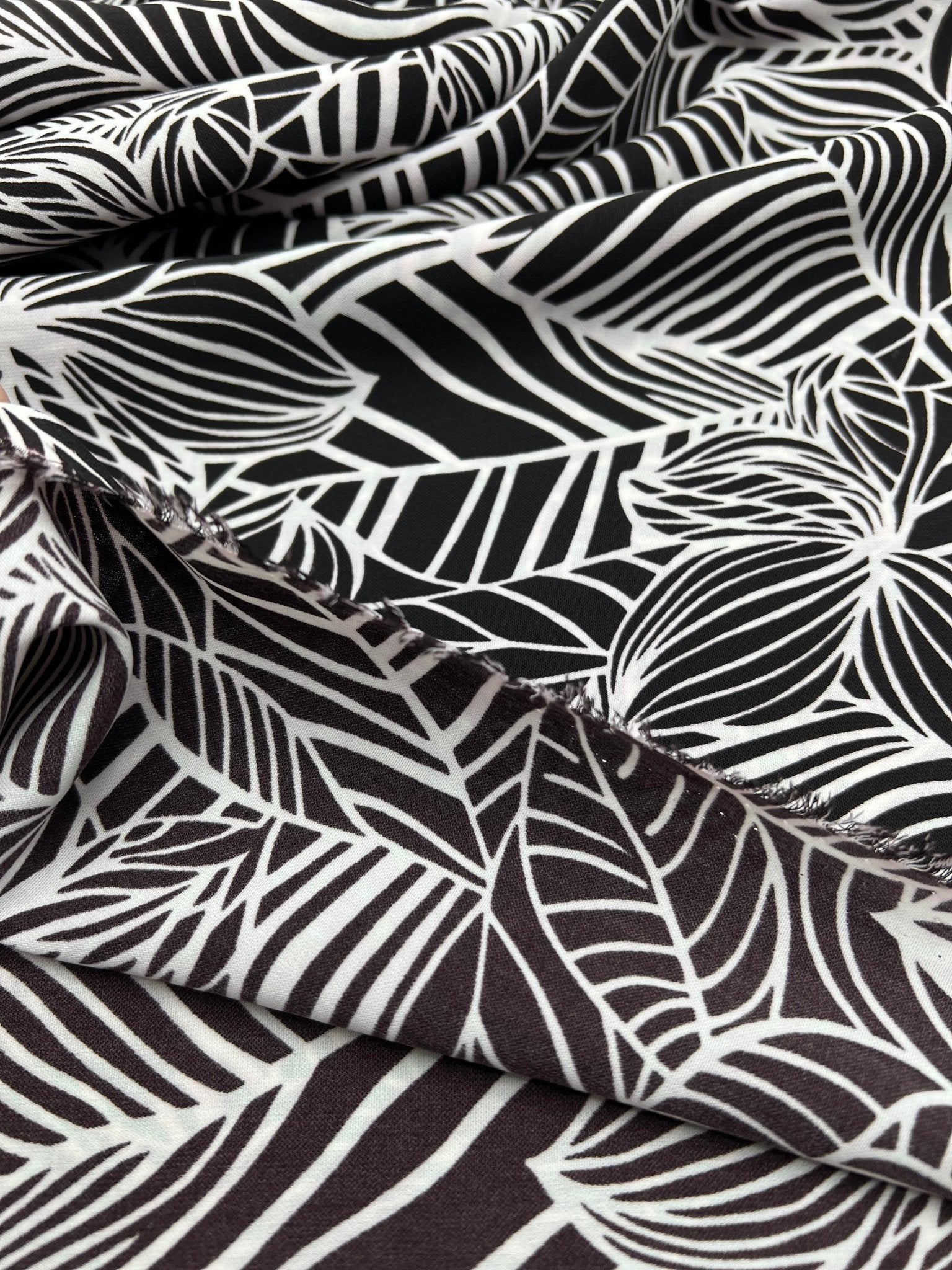 Black Abstract Printed Chiffon Dress Fabric - T9 Fabrics