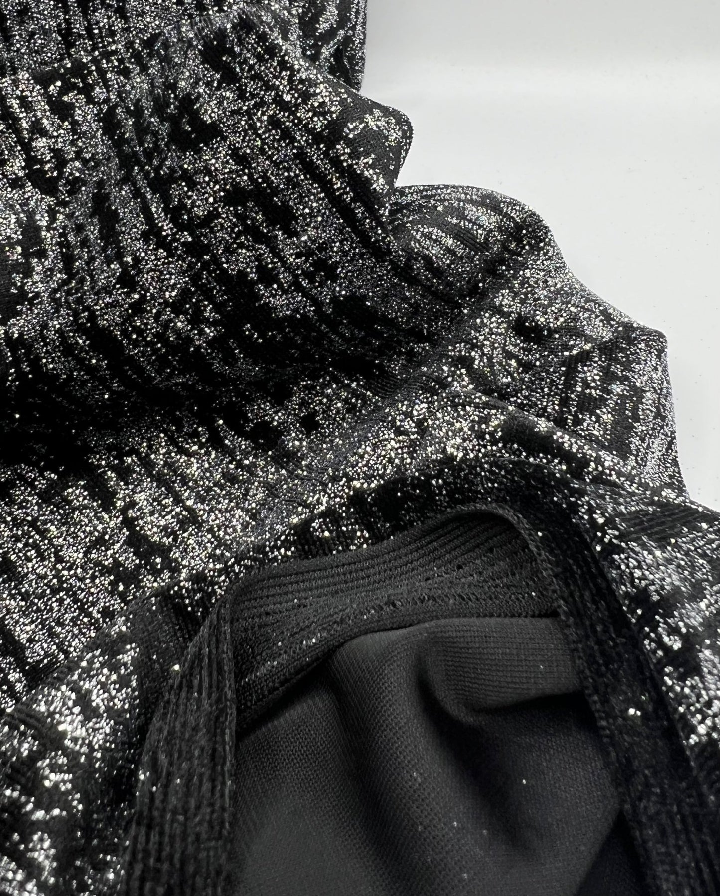 Black All Over Glitter Velour Fabric - T9 Fabrics