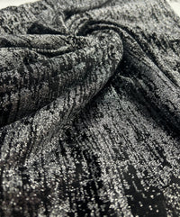 Black All Over Glitter Velour Fabric - T9 Fabrics