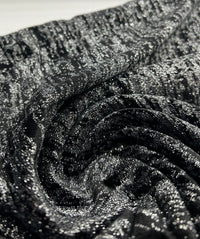 Black All Over Glitter Velour Fabric - T9 Fabrics