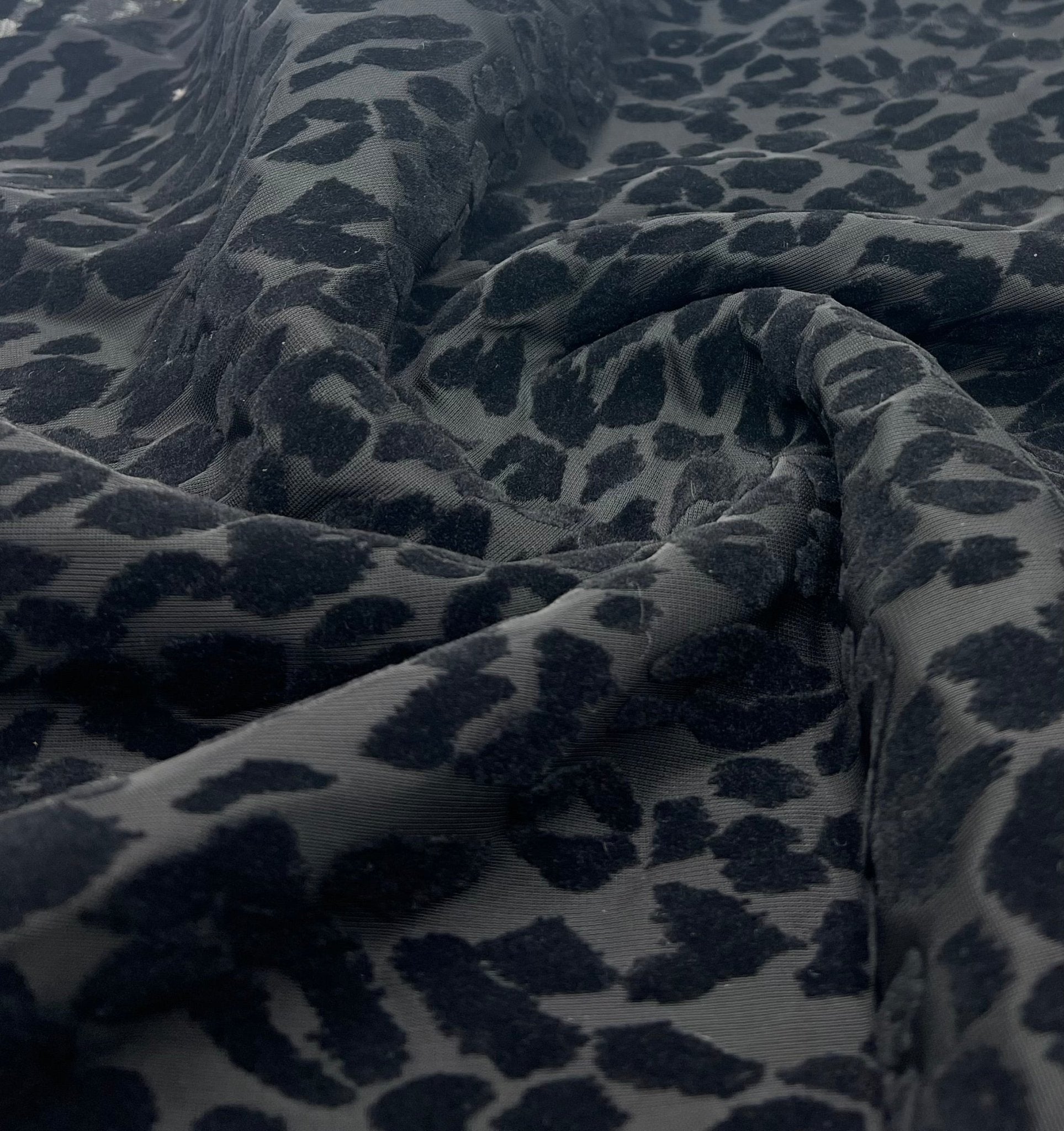 Black Animal Embossed Mesh Fabric 2 Way Stretch - T9 Fabrics