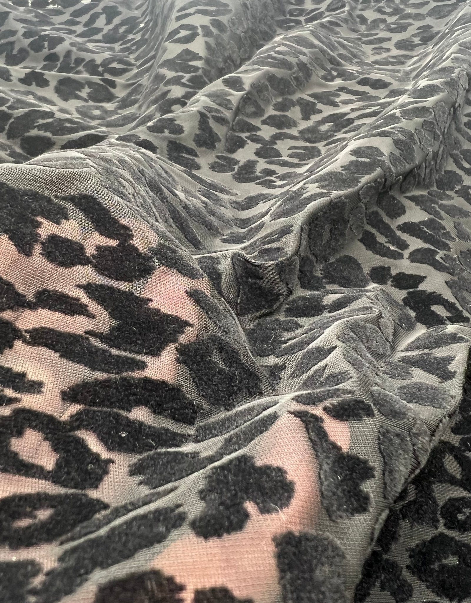 Black Animal Embossed Mesh Fabric 2 Way Stretch - T9 Fabrics