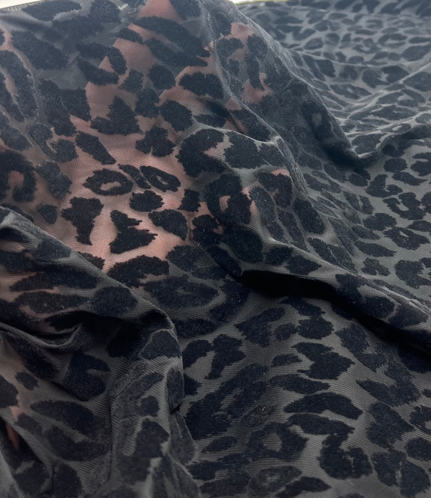 Black Animal Embossed Mesh Fabric 2 Way Stretch - T9 Fabrics