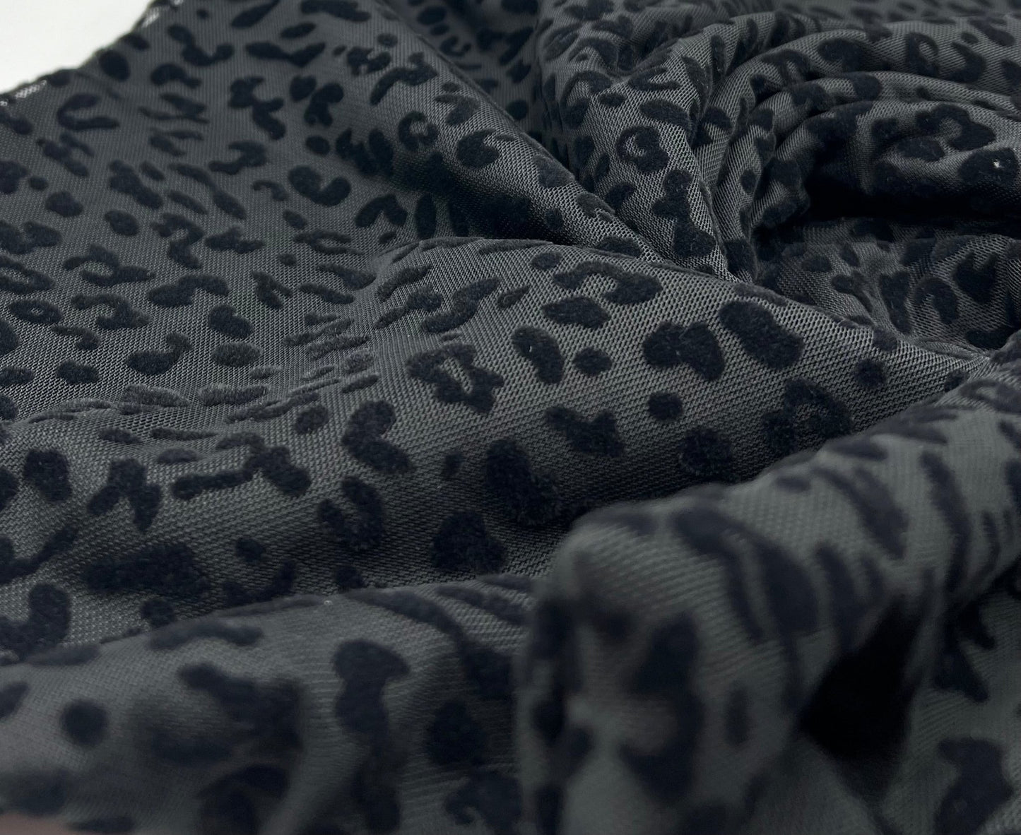 Black Animal Embossed Textured Mesh Fabric Stretch - T9 Fabrics