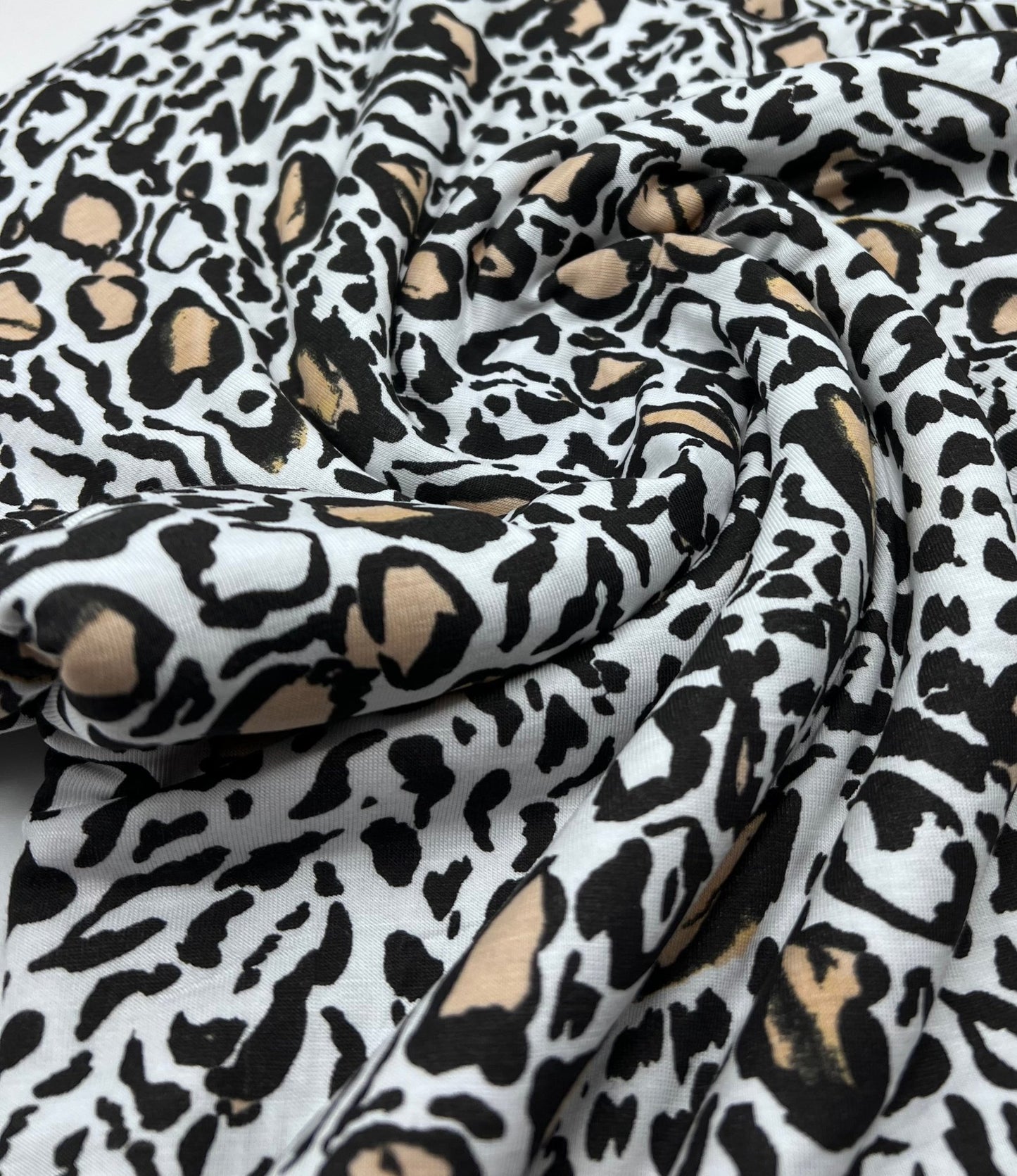 Black Beige Animal Print Viscose Elastane Fabric - T9 Fabrics