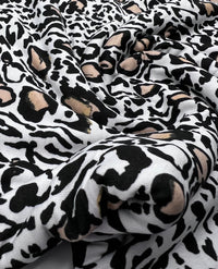 Black Beige Animal Print Viscose Elastane Fabric - T9 Fabrics