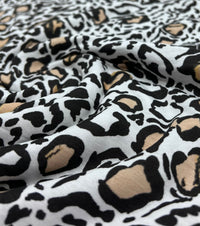 Black Beige Animal Print Viscose Elastane Fabric - T9 Fabrics