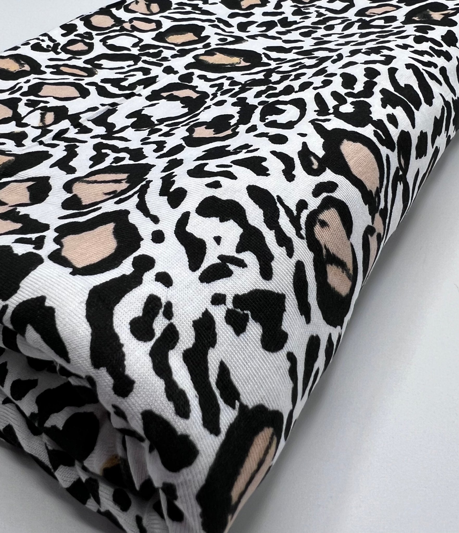 Black Beige Animal Print Viscose Elastane Fabric - T9 Fabrics