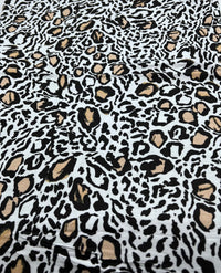 Black Beige Animal Print Viscose Elastane Fabric - T9 Fabrics