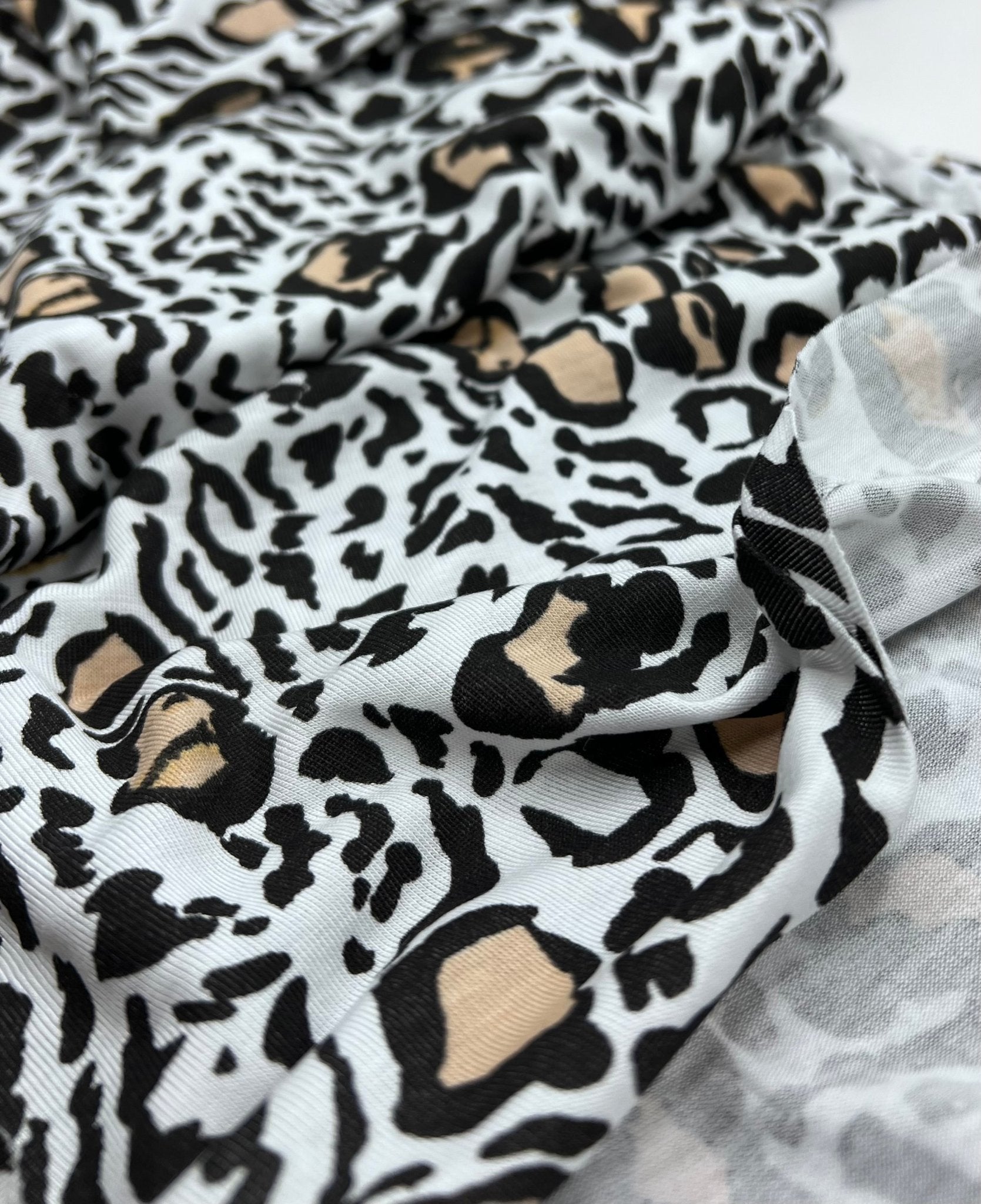 Black Beige Animal Print Viscose Elastane Fabric - T9 Fabrics