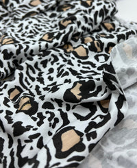 Black Beige Animal Print Viscose Elastane Fabric - T9 Fabrics