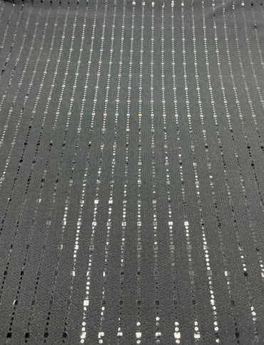 Black Black Sequin Detail Lurex Sparkle Metallic Stretch Knit Fabric - T9 Fabrics
