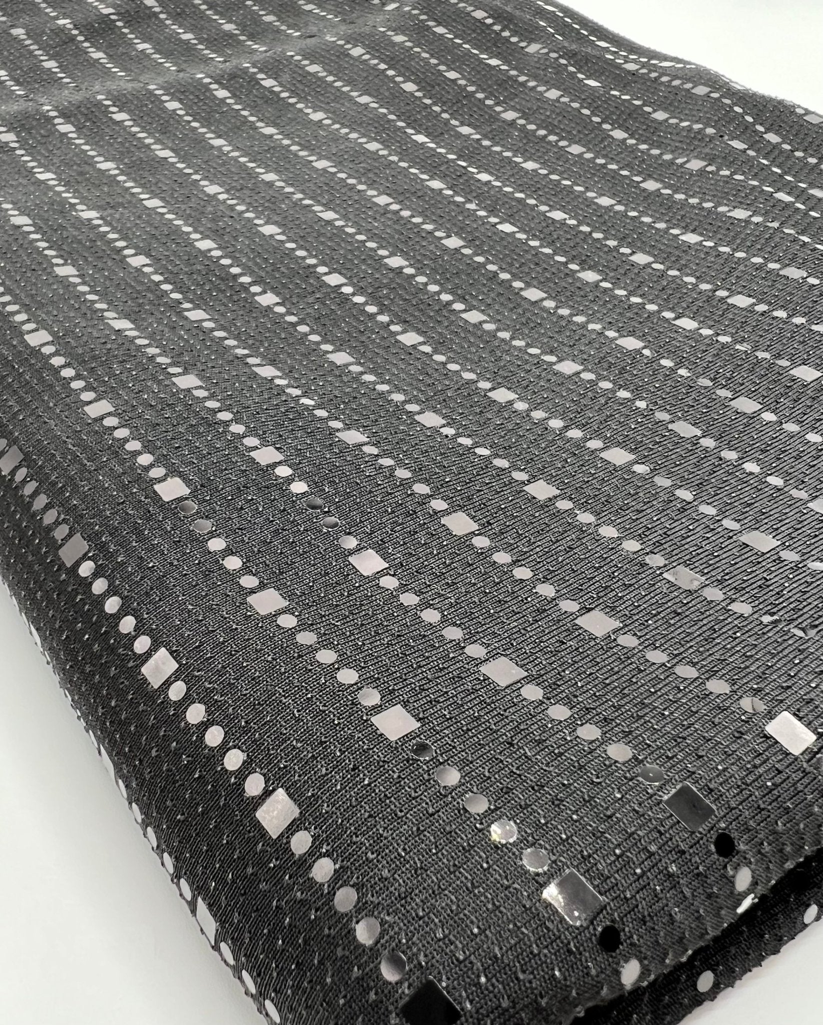 Black Black Sequin Detail Lurex Sparkle Metallic Stretch Knit Fabric - T9 Fabrics