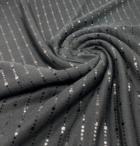 Black Black Sequin Detail Lurex Sparkle Metallic Stretch Knit Fabric - T9 Fabrics