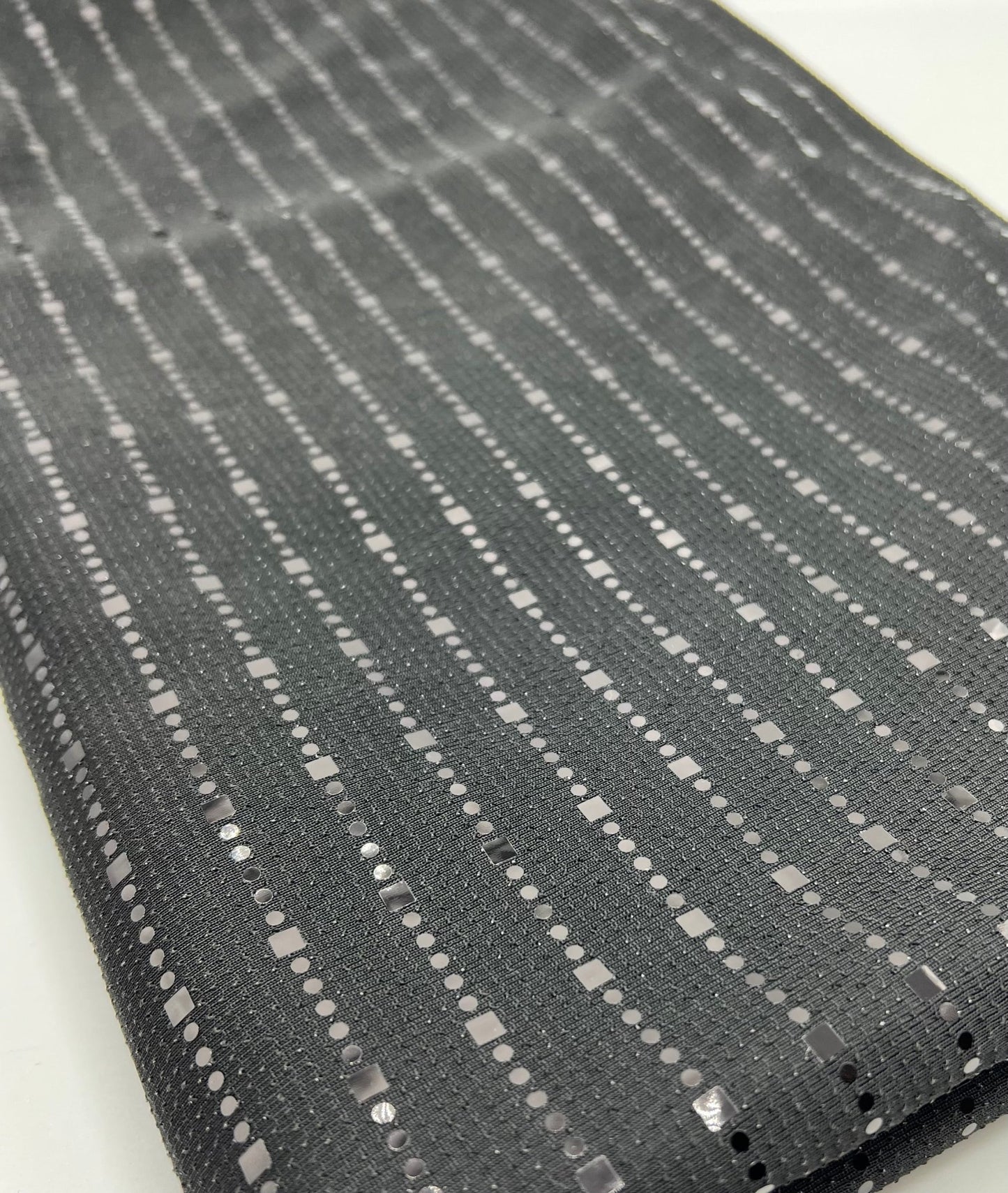 Black Black Sequin Detail Lurex Sparkle Metallic Stretch Knit Fabric - T9 Fabrics