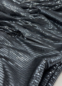 Black & Black Sequin Detail Print Soft Touch Stretch Fabric - T9 Fabrics