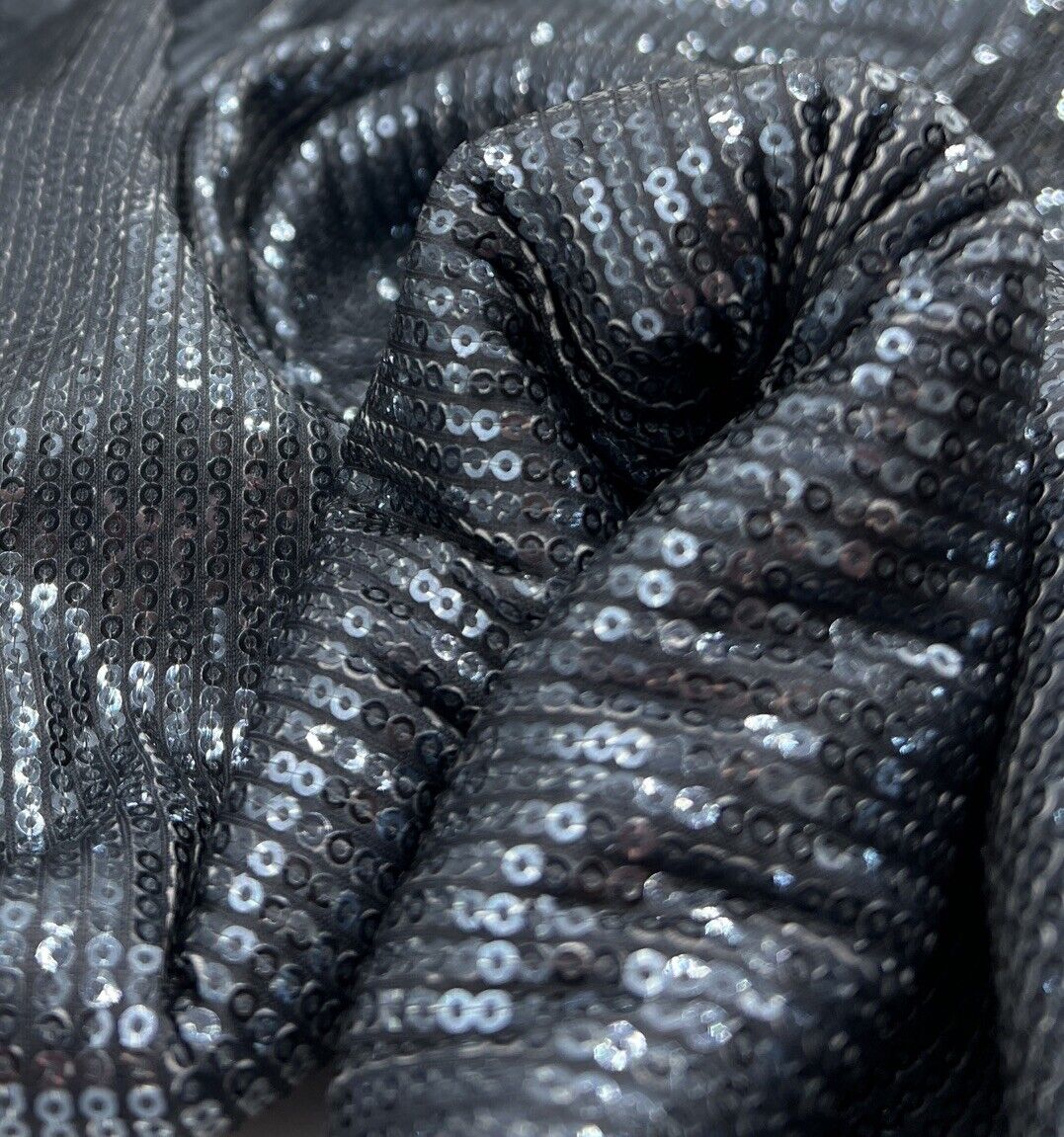 Black & Black Sequin Detail Print Soft Touch Stretch Fabric - T9 Fabrics