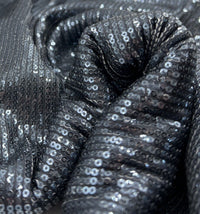 Black & Black Sequin Detail Print Soft Touch Stretch Fabric - T9 Fabrics