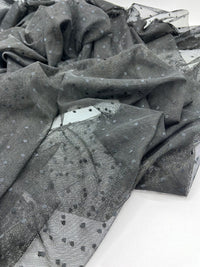 Black Black Spot Mesh Fabric Stretch - T9 Fabrics