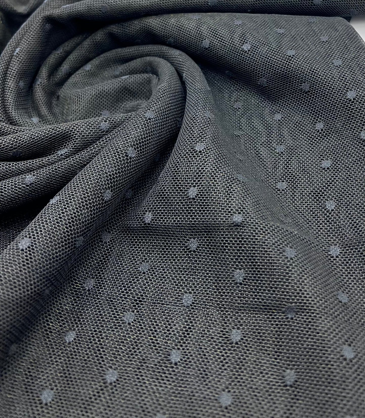 Black Black Spot Mesh Fabric Stretch - T9 Fabrics